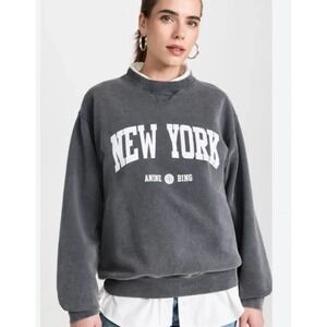 Anine Bing Ramona Charcoal New York Sweatshirt Size Small